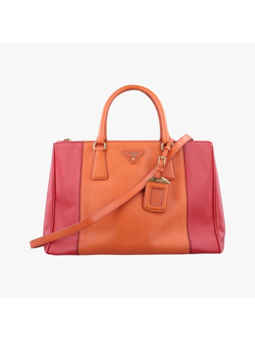 Prada Galleria Orange Red Saffiano Leather 31 Clutch